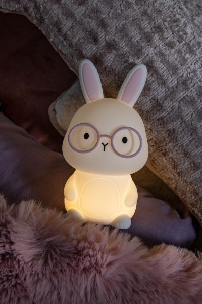 Lucide PINCHA RABBIT - Rechargeable Table lamp Children - Battery pack- LED 3 StepDim - Rgb - White